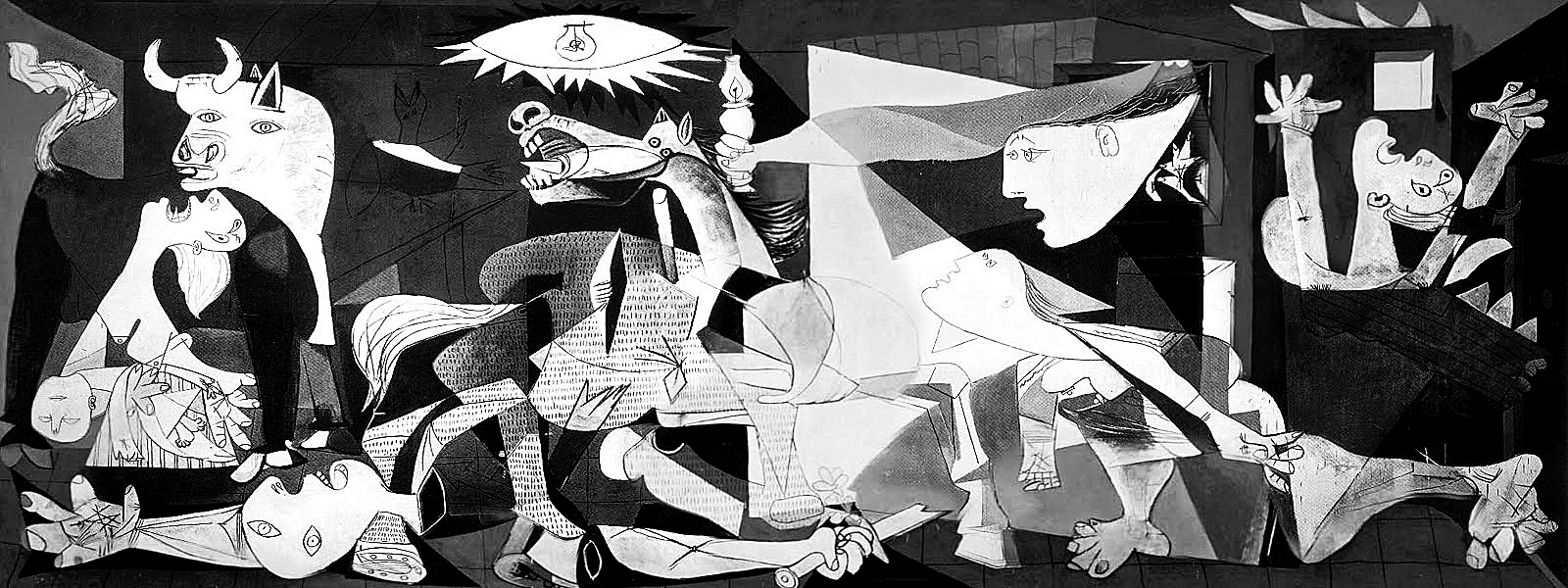 Guernica, Pablo Picasso, Tuval üzerine yağlı boya, 3,49 m x 7,77 m, 1937. (Reina Sofía Müzesi, Madrid)